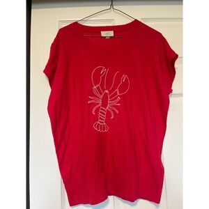 LOFT Red Short Sleeve T Shirt Lobster Graphic Tee Women's